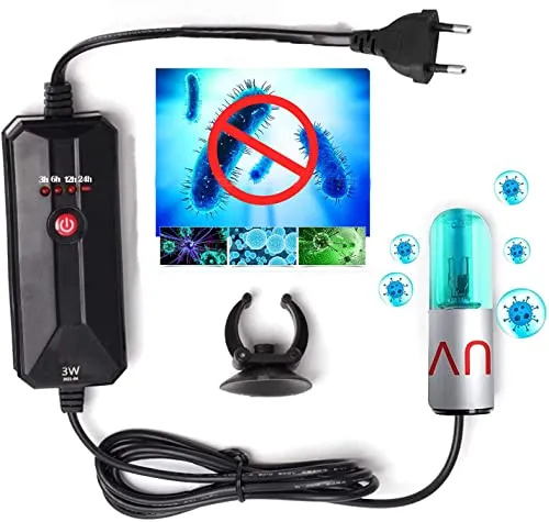 Aquarium UV Sterilisator Licht mit Timer - Beleuchtung für Aquarien, effiziente Sterilisation mit 99% Bakterienreduzierung und praktischer Timer-Funktion für sauberes Wasser und gesunde Fische.