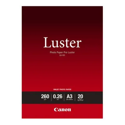 Canon Fotopapier LU-101 A3 - Hochglänzendes 260 g/m Fotopapier, 20 Blatt für brillante Druckergebnisse und professionelle Fotodrucke