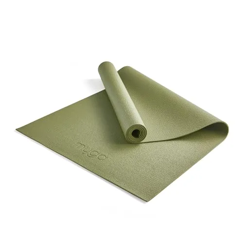 Myga Einsteiger-Yogamatte | Rutschfest & Leicht zu tragen – 4 mm Dicke | Ideal für Yoga, Pilates, Meditation & Fitnessübungen | 173 cm x 61 cm x 4mm | Moss