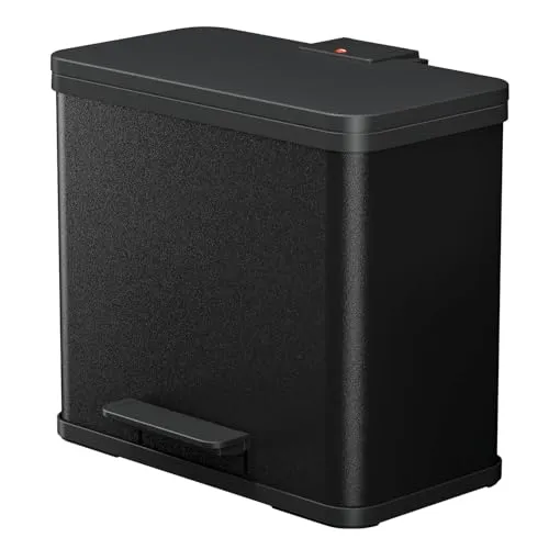 Hailo Mülleimer Öko trio Plus L, schwarz, 3 x 9 Liter - Haushaltszubehör für müheloses Mülltrennen mit 3 Inneneimern, leise dank Softclose Mechanismus und geruchsfrei. Hochwertig aus Metall, ideal für Küche und Büro.