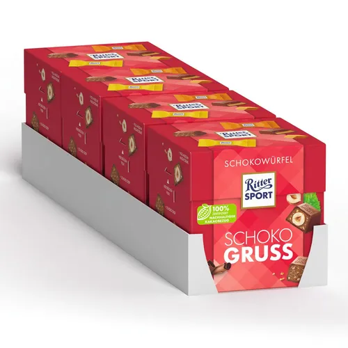 Ritter Sport Schokowürfel Schoko Gruss 176 g, 4er Pack
