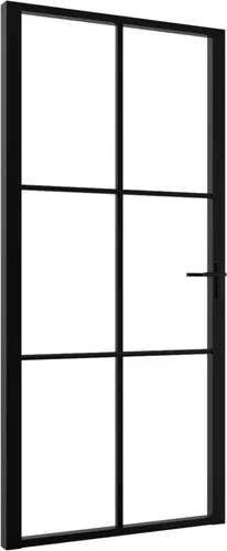 vidaXL Innentür ESG Glas und Aluminium 102,5x201,5 cm Schwarz - Moderne Innentür aus gehärtetem Glas und Aluminiumrahmen, bietet Stabilität und lässt natürliches Licht in den Raum. Ideal für stilvolle Übergänge zwischen Räumen.