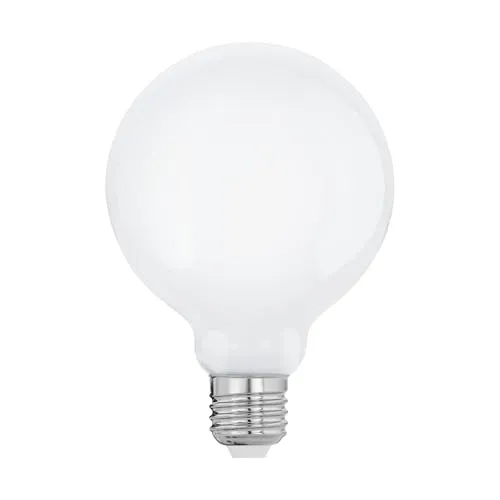 EGLO E27 LED Lampe, Glühbirne Globe Milky, 9 Watt (entspricht 75 Watt), 1055 Lumen, Leuchtmittel warmweiß, 2700 K, Glühlampe G95, Ø 9,5 cm