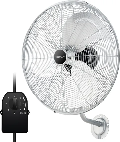 COSTWAY Wandventilator 56cm mit 3 Geschwindigkeitsstufen und Oszillation - Effiziente Luftzirkulation: Unser 56 cm Wandventilator bietet 3 Geschwindigkeitsstufen und 85° Oszillation für individuell einstellbaren Luftstrom. Ideal für platzsparende Montage in Wohn- oder Arbeitsräumen.