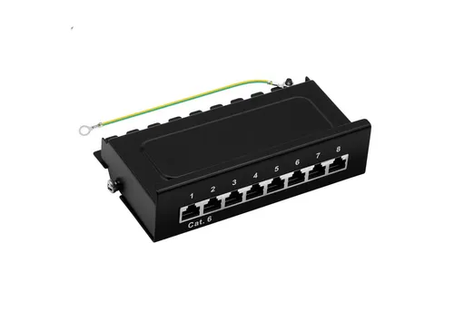 ProfiPatch Patchpanel Verteilerfeld Cat.6 Desktop Wandmontage Netzwerk-Patch-Panel (8 Ports, 1 HE)