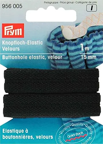 Prym 956005 Knopfloch-Elastic Veloursband 15 mm schwarz