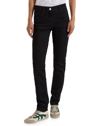Cecil Damen Mid Waist Straight Leg Jeans in schwarz von CECIL