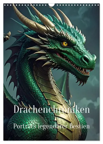 Drachenchroniken - Porträts legendärer Bestien (Wandkalender 2026) - DIN A3 Monatskalender mit beeindruckenden Drachenporträts, ideal für Kunstliebhaber und Fantasy-Fans, die ihr Zuhause stilvoll dekorieren möchten.