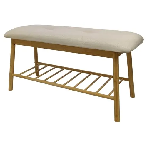 riess-ambiente Schuhbank ZEN-BO 90cm aus Bambus - Beige - Schuhbank aus hochwertigem Bambus mit gepolsterter Sitzfläche, ideal für Flur, Bad oder Schlafzimmer. Bietet praktischen Stauraum für Schuhe und Accessoires. Maße: 90 x 45 x 34 cm.