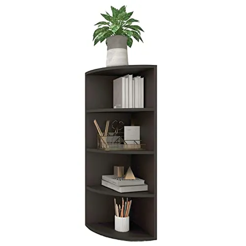 Eckregal Corner 120 Schwarz - Standregal mit 4 Fächern, ideal für kreative Deko und Bücher. Platzsparend und modern, aus robustem Holzwerkstoff, perfekt für jede Ecke Ihres Zuhauses.