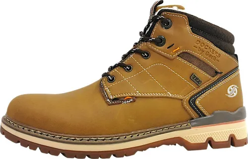 Dockers by Gerli 53TA103 Stiefel - Braun/Gelb (42 EU) - Wanderschuhe aus hochwertigem Leder mit schnürbarem Design, ideal für Outdoor-Abenteuer und komfortable Wanderungen.