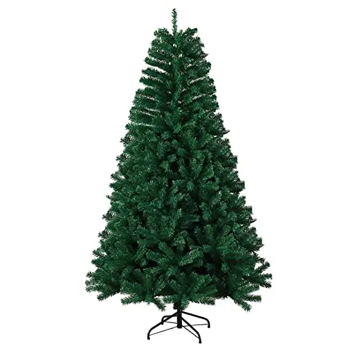 SHAVINGFUN Künstlicher Weihnachtsbaum,PVC ,mit 1300 Spitzen und Schnellaufbau Klapp-Schirmsystem,schwer entflammbar,Naturgetreu,unechter Tannenbaum inkl.Metall Christbaum Ständer (180CM)