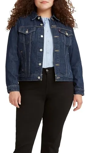 LEVI'S Original Trucker Jeansjacke Damen Gr. L, Dunkelblau - Funktionsjacke mit destroyed Effekten und figurbetontem Schnitt, aus 100% Baumwolle für hohen Tragekomfort in der FRESH COLLECTION.