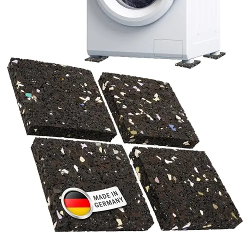 ECENCE Schwingungsdämpfer-Pads als Waschmaschinen Unterlage 4er Set Vibrations-Dämpfer Trockner - Anti-Rutschmatten 10x10x1.5cm Antivibrationsmatte - Made in Germany