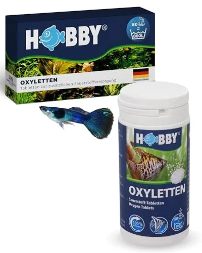 HOBBY Oxyletten I 80 Stück I Sauerstoff-Tabletten für Aquarien I Wasseraufbereiter Aquarium I unterstützt Fische, Filterbakterien und Pflanzen I Tabs zur Wasseraufbereitung I Aquarienzubehör