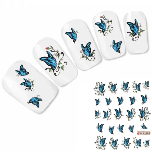 Nagel Sticker Nail Art Tattoo Blauer Schmetterling Aufkleber Nagelsticker NEU!