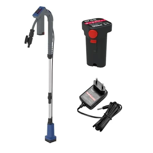Güde Akku Regenfasspumpe RFP 12-201-04 - Leistungsstark und flexibel - Wasserpumpen: Mit Trockenlaufschutz und Teleskopverstellung für vielseitige Anwendungen im Garten. Ideal zur Bewässerung und schnellen Entleerung von Teichen.