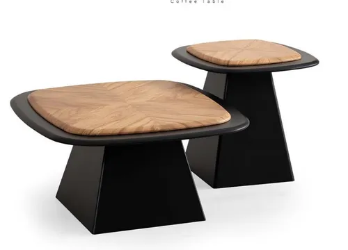 Designer Couchtisch Set – 2x moderne Holz Tische für Wohnzimmer - Stilvolles 2-teiliges Couchtisch Set aus MDF in Schwarz. Ideal für moderne Wohnzimmer, platzsparend und ohne Montage erforderlich. Maße: 90x90x50 cm und 50x50x55 cm.
