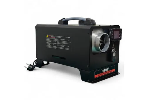DeTec. DT-8Di Schwarz indirekte Dieselheizung 12V/230V 5 kW 130-220 m3/h Thermostat & Fernbedienung Hallenheizer Tragbar Ölheizgebläse 5L Tank, ...