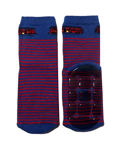 Weri Spezials Baby und Kinder Stopper Frottee Socken Antirutschsohle voll ABS für Jungen mit verschiedenen Autodesign (23-26, Jeans Feuerwehr)