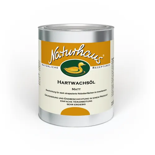 Naturhaus Hartwachsöl Matt - 0,75 l Dose - Farben & Lacke - Grundierung und Endbeschichtung in einem, ideal für stark strapazierte Holzoberflächen im Innenbereich mit mattem Finish.