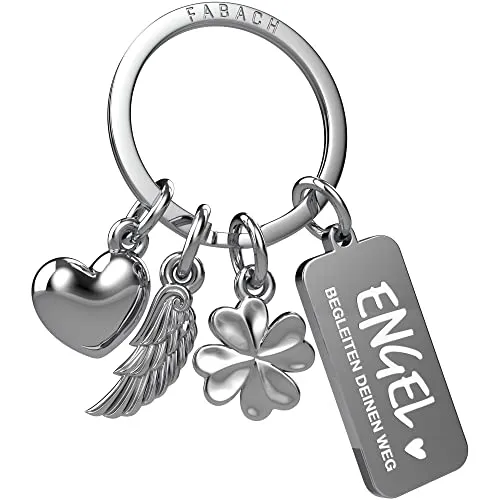 FABACH Schutzengel Schlüsselanhänger 3 Charms mit Gravur in silber von FABACH