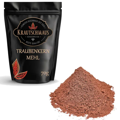 70g Traubenkernmehl Traubenkern Mehl gemahlen für Backen Brot Müsli Dessert