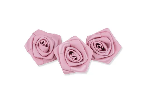 Creativery Streudeko, Satinrosen 6cm zum Basteln & Aufnähen 3 Stück Altrosa