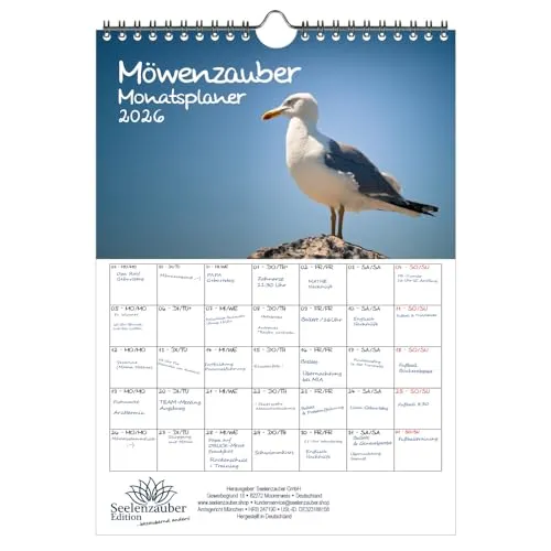 Möwenzauber Planer DIN A4 Kalender für 2026 Vogel - Seelenzauber