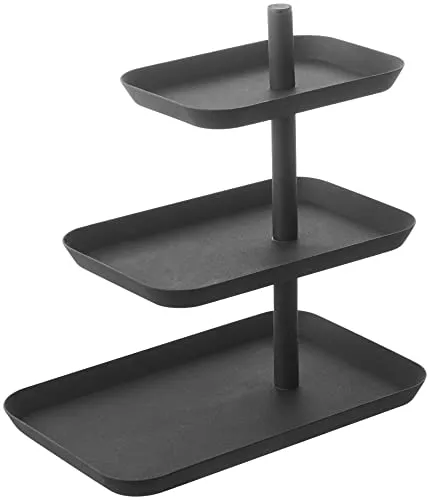 Yamazaki 4281 TOWER Etagere mit 3 Ebenen, schwarz - Tortenständer mit minimalistischen Design, ideal für Desserts und Snacks bei Brunch oder Kaffeekränzchen. Kompakt und vielseitig, auch zur Aufbewahrung oder Dekoration geeignet.