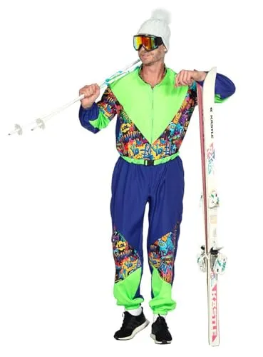 Graffiti Retro Skianzug Herrenkostüm - M - Kostüme für Fasching und Karneval, mit auffälligem Design und garantiert ein Blickfang auf jeder Party!
