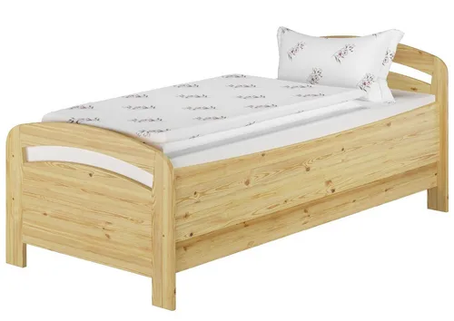 ERST-HOLZ Massivholzbett Seniorenbett 90 x 220 cm Überlänge Kiefer Massiv, Kiefer farblos lackiert