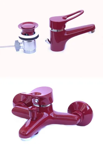 Wagner Badezimmer-Armatur in Rot - Moderne Wandmontage Armatur für Waschtische, aus hochwertigem Messing-lackiert, verleiht Ihrem Bad einen stilvollen Akzent.