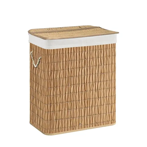 Rattan Wäschekorb mit Deckel - Faltbarer Wäschesammler 100L - Wäschekörbe: Stilvoller Rattan Wäschekorb mit Deckel, faltbar und ideal für drinnen, bietet Platz für bis zu 100L Wäsche.