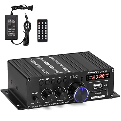 Bluetooth Verstärker HiFi Stereo Amplifier Max 800W- 2 Kanal Mini Audio Verstärker 40WX2 Class D Verstaerker Digital Endstufe mit Bass Treble Tuner für PC Heimkino 12V