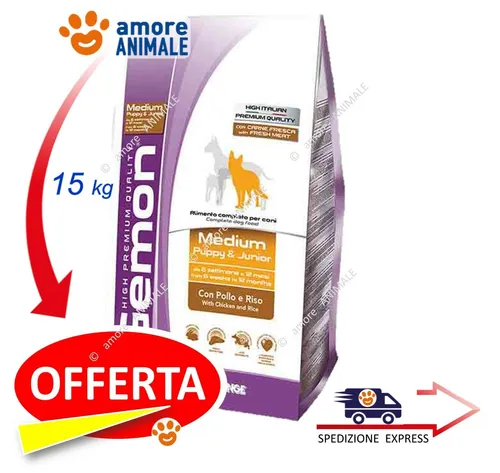 Monge Gemon Mittel Puppy Und Junior Huhn Und Reis 15 KG für Hundewelpen