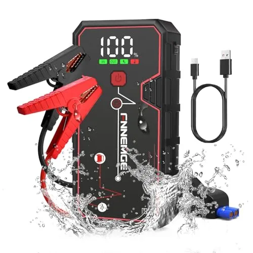 FNNEMGE Starthilfe Powerbank 4000A 12V (Bis zu 8,0 L Benzin oder 6,5 L Diesel) Auto Starthilfe Supersafe Tragbare Auto Batterie Upgrade Booster und Intelligentes Starthilfekabel.