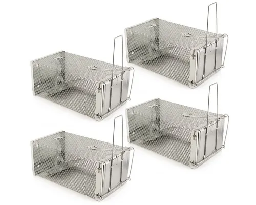 MidGard Lebendfalle wetterfeste Kastenfalle, 4 Stk für effektive Schädlingsbekämpfung - Lebendfallen zur sicheren und humanen Fangmethode für Ratten und Mäuse, wetterfest und ideal für Garten und Haus. Robuste Bauweise sorgt für Langlebigkeit und Zuverlässigkeit.