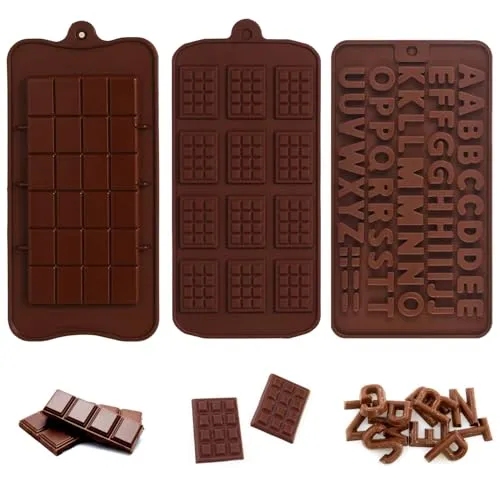 YPYMOD 3 Stück Schokoladenform, Schokoladen Silikonform, Alphabet Silikonform, Schokoladensplitter Silikonform, Antihaftbeschichtete Silikonform zur Schokoladenherstellung