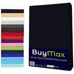 Buymax Spannbettlaken StyleHeim Jersey aus 100% Baumwolle, Jersey, Gummizug: Rundumgummi, Pflegeleicht und Atmungsaktiv in Verschiedenen Farben und Größen schwarz 180 cm x 200 cm