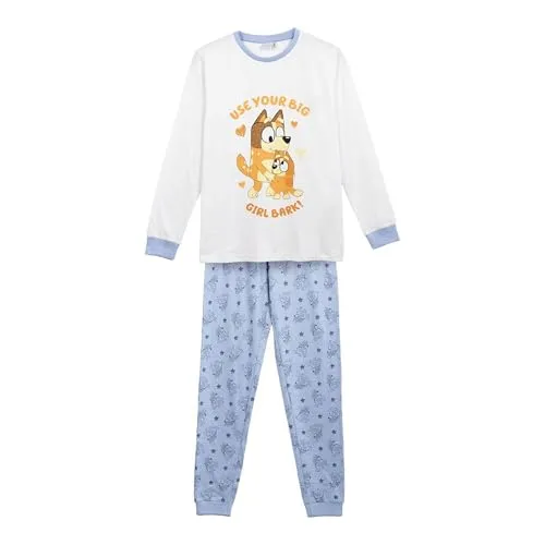 CERDÁ LIFE'S LITTLE MOMENTS Langer Single Jersey Fleece Set Weicher Pyjama Bluey Exklusiv Set Unisex Erwachsene, blau, S