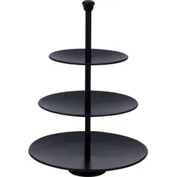 Excellent Houseware Etagere mit 3 Ablagen - 36,5 cm, eleganter Servierständer aus mattschwarzem Edelstahl für Obst und Desserts