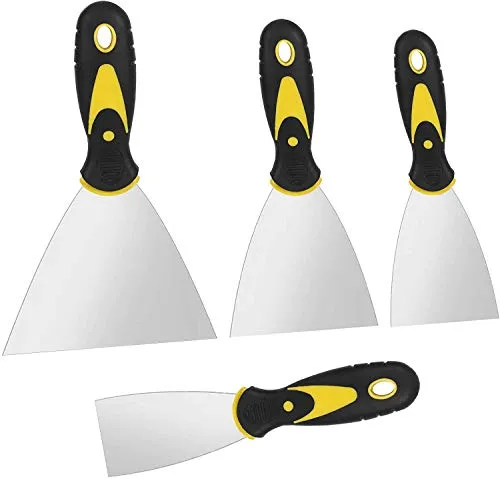 Spachtel Set,4 PCS Malerspachtel mit Rutschfestem Kunststoffgriff Tapetenlöser Tapetenentferner Entfernen Tapeten für Wände
