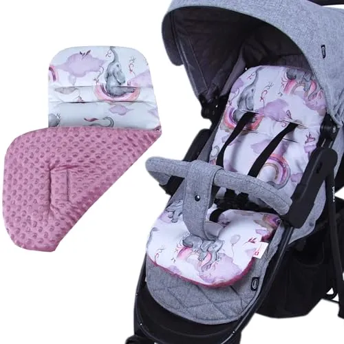 BabyLux SITZAUFLAGE für Kinderwagen Buggy Sitzeinlage Kinderwagenauflage (S125. Elefanten Rosa)