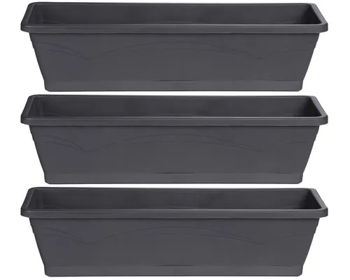 ONDIS24 Balkonkasten Balkonkasten Rom je 6 Liter Pflanzvolumen 3er Set Pflanzkübel, UV- und witterungsbeständig, Wasserspeicher im Untersetzer