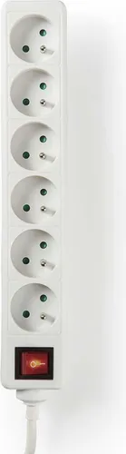 Nedis Steckdosenleiste - Frankreich / Typ E (CEE 7/6) - 6-Wege - 1.50 m - 3680 W - 16 A - Art der Erdung: Erdungsstift - 230 V AC 50/60 Hz - Buchsenwinkel: 45 ° - H05VV-F 3G1.5mm² - Ein-/Ausschalter