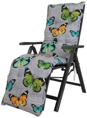 KETTtex Sesselauflage Relaxliege Bali 2467 hellgrau Schmetterlinge 168x50x8 cm KETTtex
