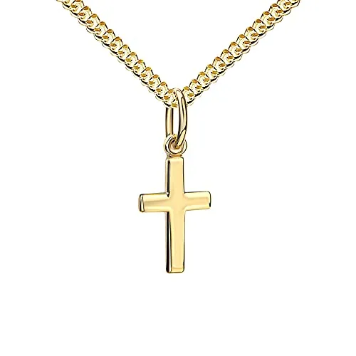 JEVELION 333 Gold-Kreuz-Anhänger für Herren, Damen und Kinder - Hochwertiger 8 Karat Kreuz-Anhänger aus 333 Gold, ideal als religiöses Symbol oder modisches Accessoire. Mit vergoldeter Panzerkette (60 cm), perfekt als Geschenk zu besonderen Anlässen.