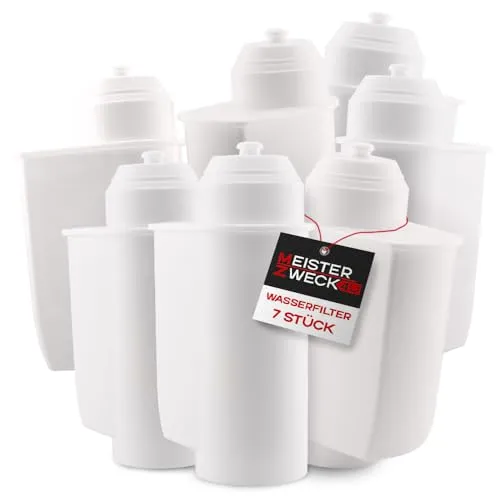 MEISTERZWECK4U - 7 Stück Ersatz Wasserfilter kompatibel mit Siemens EQ-Series, Supresso & Bosch Kaffeevollautomaten - Brita Intenza Filtersystem - Filterpatrone für Kalkschutz & Geschmacksverbesserung