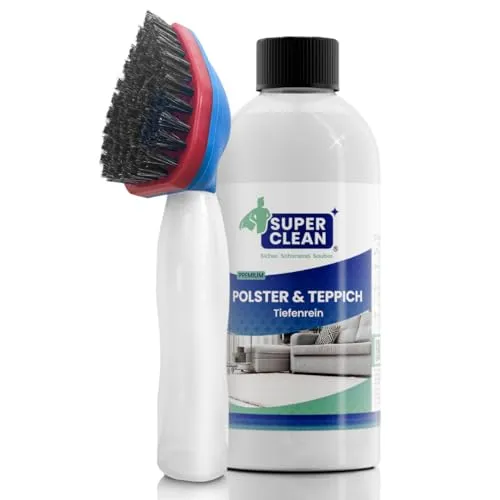 SUPER CLEAN Polster und Teppich Tiefenrein. Polsterreiniger Konzentrat für alle Arten von Polstern, Teppichböden, Autositzen, Sofa oder Couch Inhalt: 500 ml + Shampoonierbürste